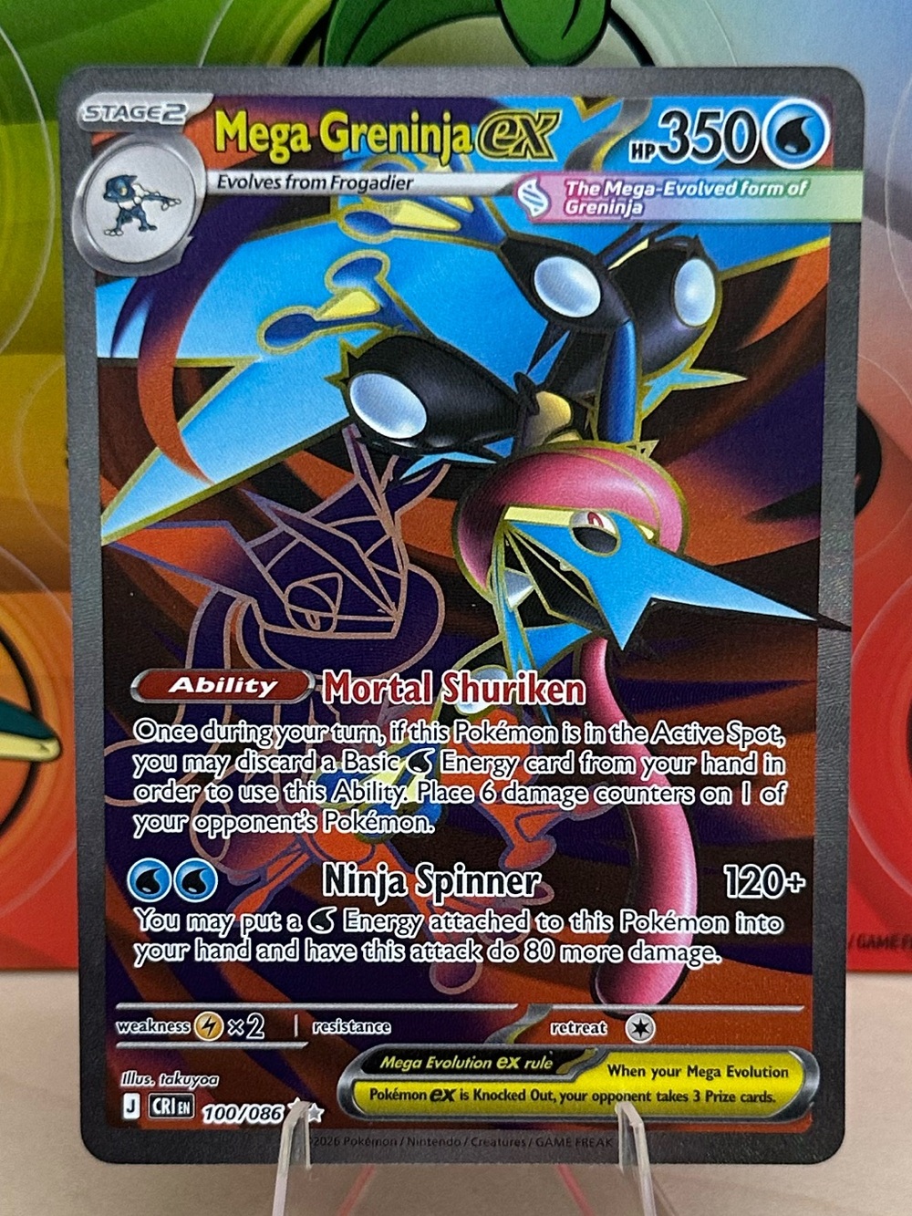 Pokémon TCG Mega Greninja ex - 100/086 - ME04: Chaos Rising (CRI)
Mint/NM